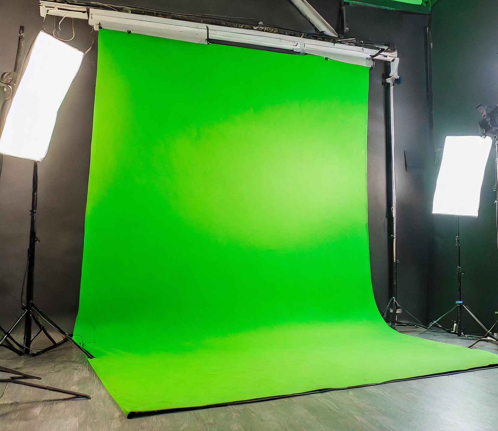 Greenscreen-Aufbau mit Studiobeleuchtung