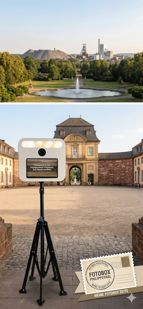 Fotobox im Einsatz vor historischer Kulisse